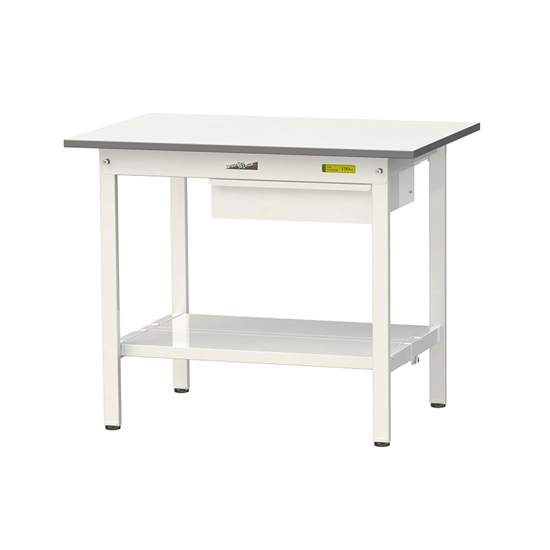 山金工業 ワークテーブル150　固定式　H740mm キャビネット付／全面棚板付 900×600 1台（ご注文単位1台）【直送品】