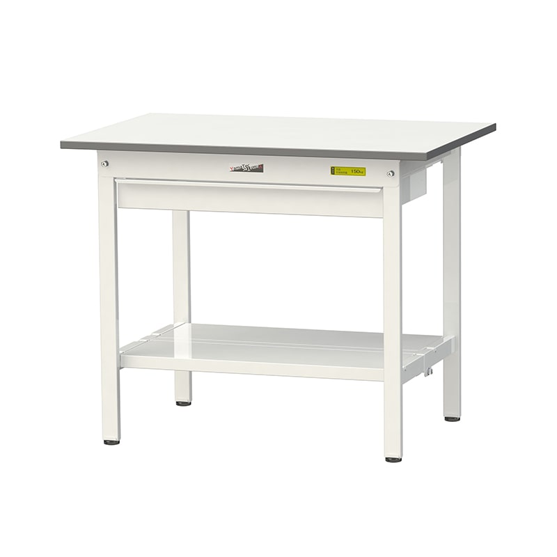 山金工業 ワークテーブル150　固定式　H740mm ワイド引出し付／全面棚板付 900×600 1台（ご注文単位1台）【直送品】