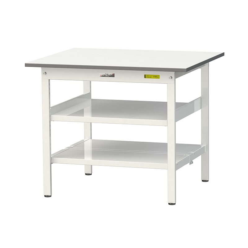 山金工業 ワークテーブル150　固定式　H740mm 中間棚付／全面棚板付 900×750 1台（ご注文単位1台）【直送品】