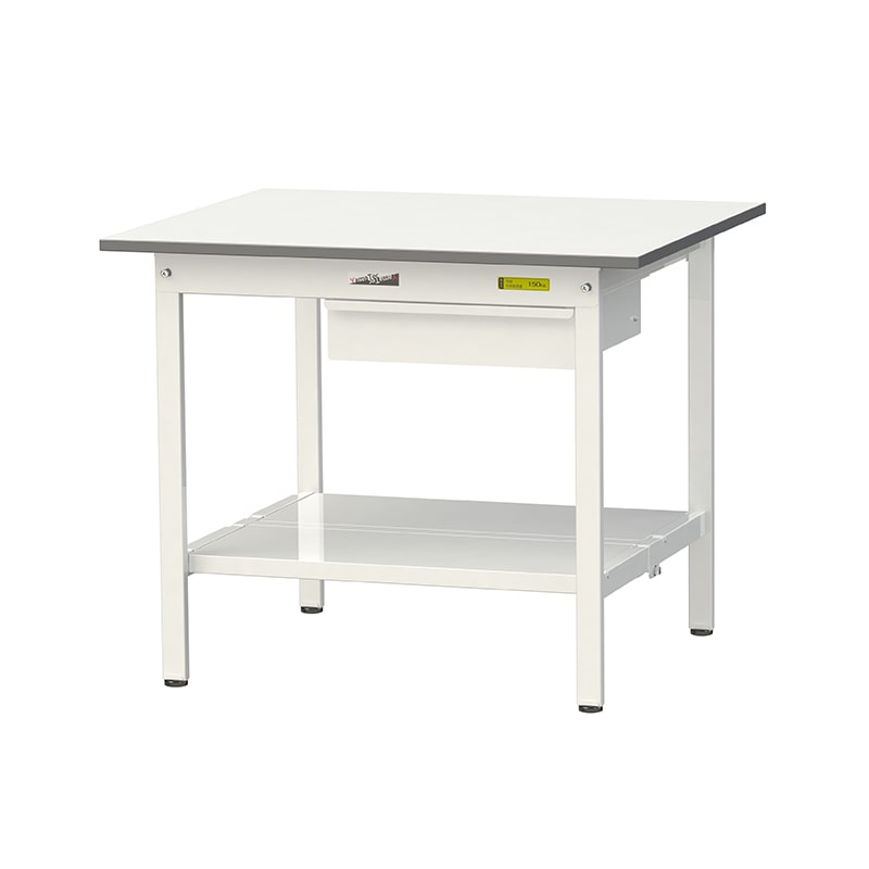 山金工業 ワークテーブル150　固定式　H740mm キャビネット付／全面棚板付 900×750 1台（ご注文単位1台）【直送品】