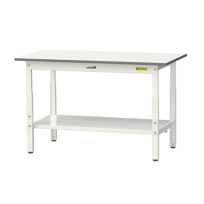 山金工業 ワークテーブル150　高さ調整タイプ H600～900mm　全面棚板付 1200×600 1台（ご注文単位1台）【直送品】