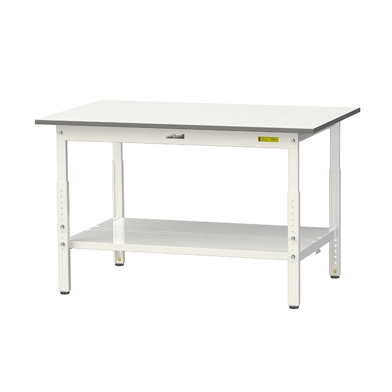 山金工業 ワークテーブル150　高さ調整タイプ H600～900mm　全面棚板付 1200×750 1台（ご注文単位1台）【直送品】