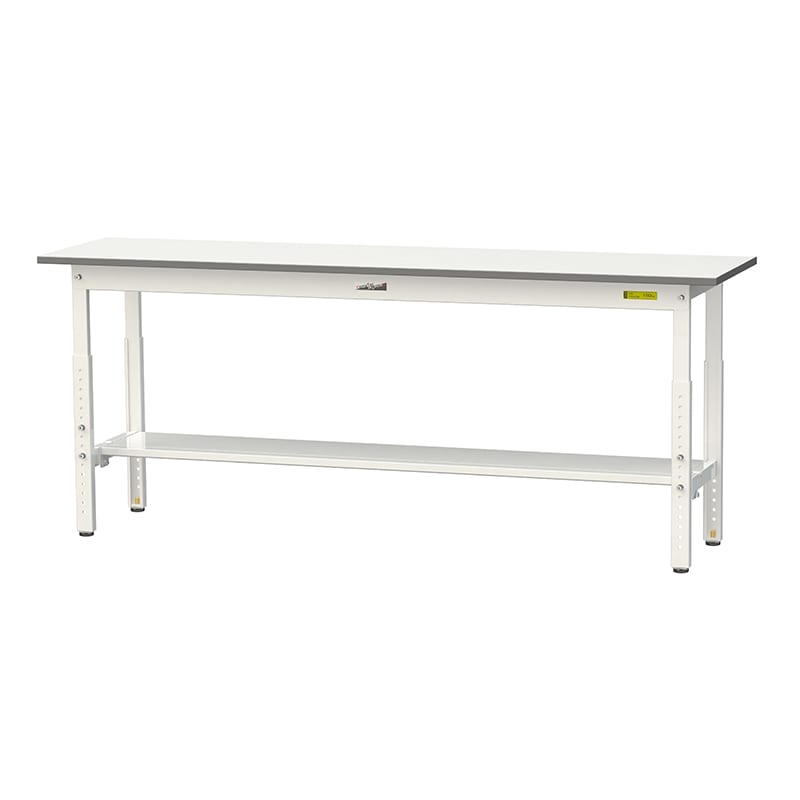 山金工業 ワークテーブル150　高さ調整タイプ H600～900mm　半面棚板付 1800×450 1台（ご注文単位1台）【直送品】