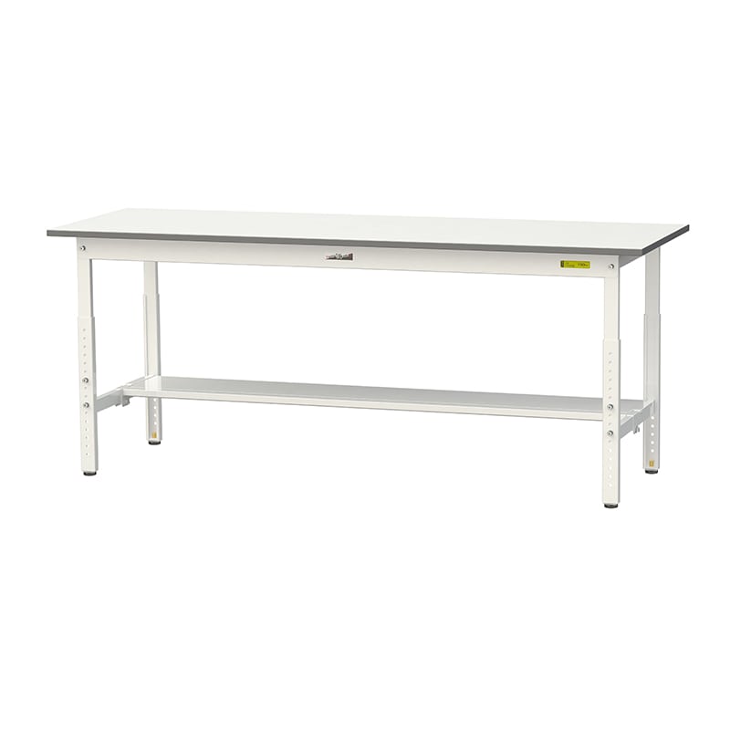 山金工業 ワークテーブル150　高さ調整タイプ H600～900mm　半面棚板付 1800×600 1台（ご注文単位1台）【直送品】