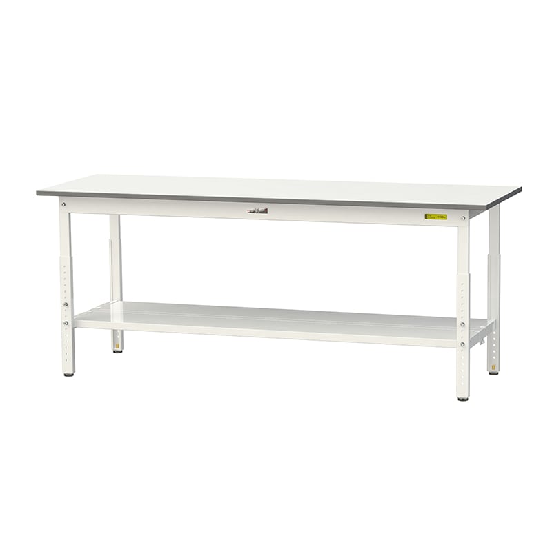 山金工業 ワークテーブル150　高さ調整タイプ H600～900mm　全面棚板付 1800×600 1台（ご注文単位1台）【直送品】