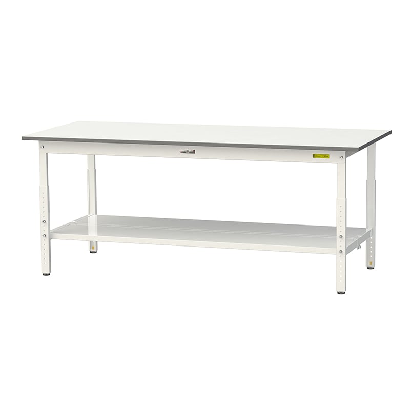 山金工業 ワークテーブル150　高さ調整タイプ H600～900mm　全面棚板付 1800×750 1台（ご注文単位1台）【直送品】