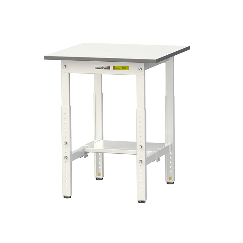 山金工業 ワークテーブル150　高さ調整タイプ H600～900mm　半面棚板付 600×600 1台（ご注文単位1台）【直送品】