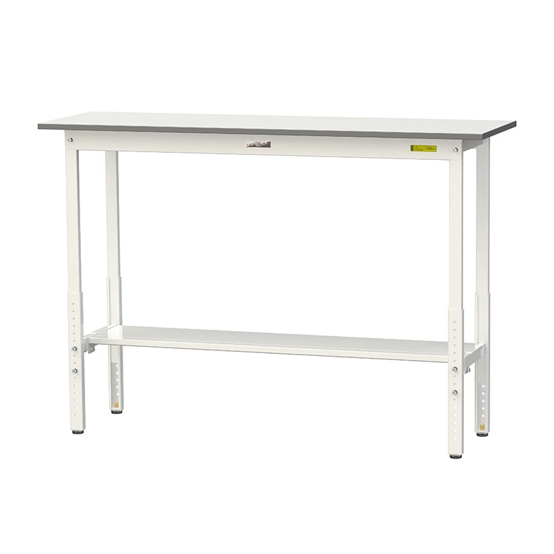 山金工業 ワークテーブル150　高さ調整タイプ H900～1200mm　半面棚板付 1500×450 1台（ご注文単位1台）【直送品】
