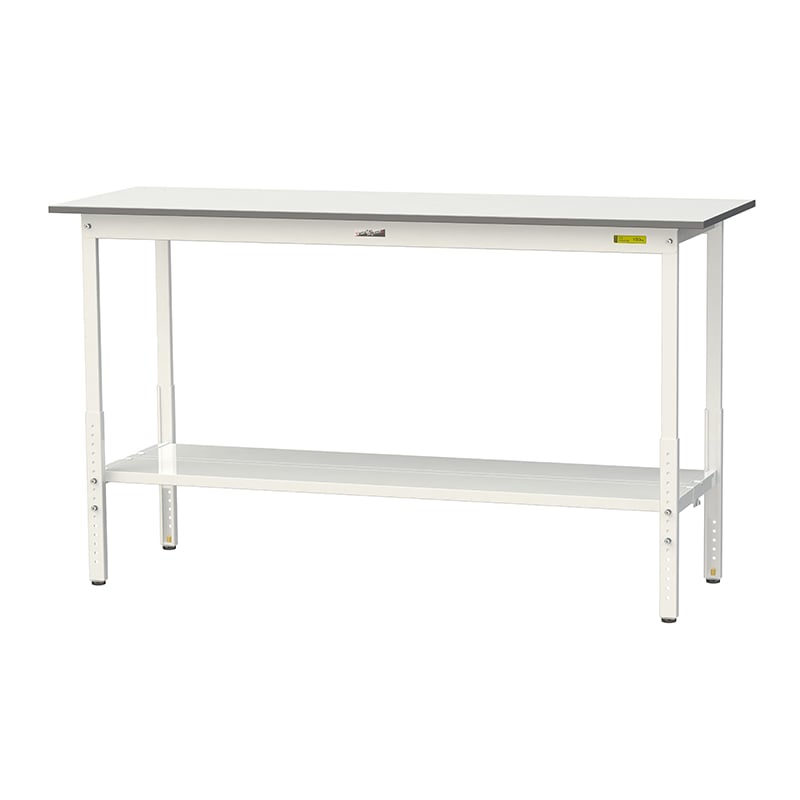 山金工業 ワークテーブル150　高さ調整タイプ H900～1200mm　全面棚板付 1800×600 1台（ご注文単位1台）【直送品】