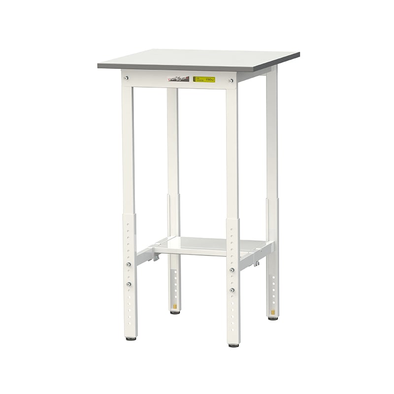 山金工業 ワークテーブル150　高さ調整タイプ H900～1200mm　半面棚板付 600×600 1台（ご注文単位1台）【直送品】