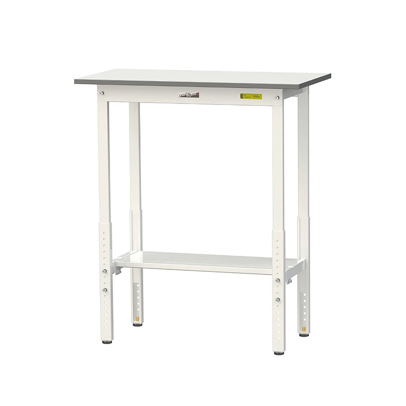 山金工業 ワークテーブル150　高さ調整タイプ H900～1200mm　半面棚板付 900×450 1台（ご注文単位1台）【直送品】