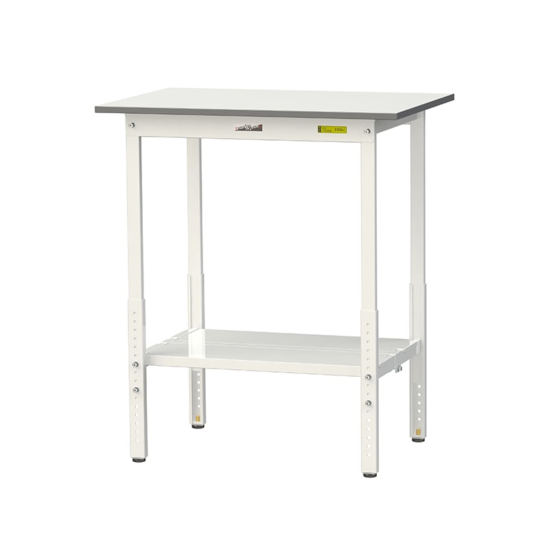山金工業 ワークテーブル150　高さ調整タイプ H900～1200mm　全面棚板付 900×600 1台（ご注文単位1台）【直送品】