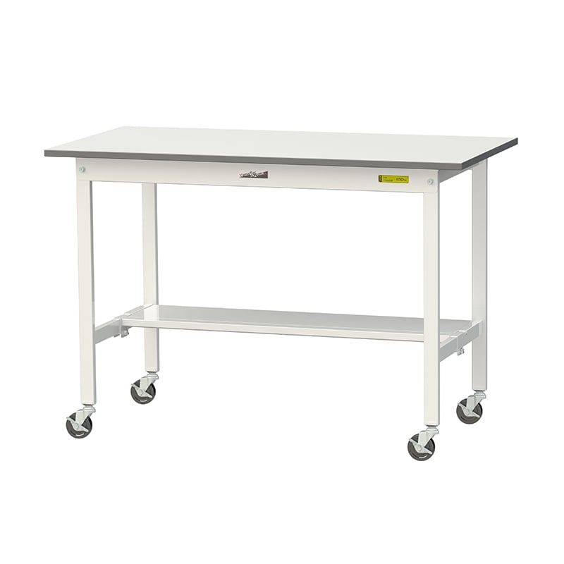 山金工業 ワークテーブル150　移動式　H825mm 半面棚板付 1200×600×高825mm 1台（ご注文単位1台）【直送品】