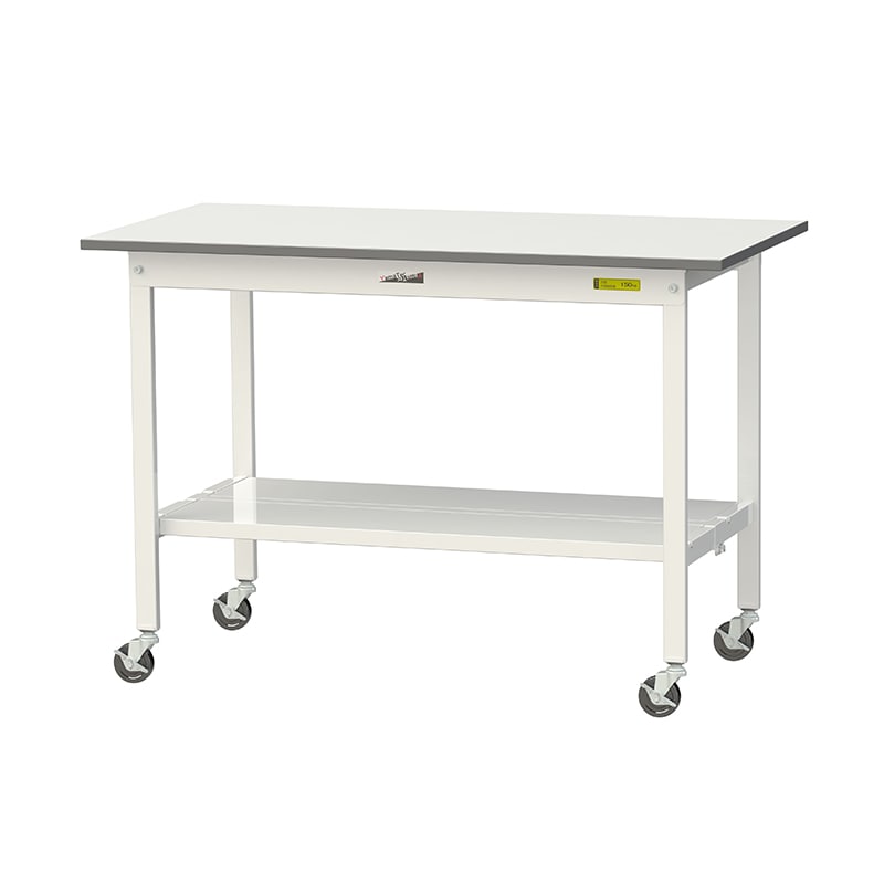 山金工業 ワークテーブル150　移動式　H825mm 全面棚板付 1200×600×高825mm 1台（ご注文単位1台）【直送品】