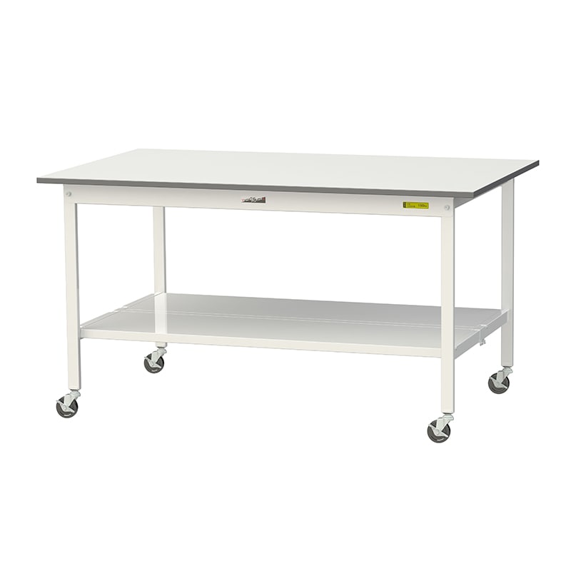 山金工業 ワークテーブル150　移動式　H825mm 全面棚板付 1500×900×高825mm 1台（ご注文単位1台）【直送品】