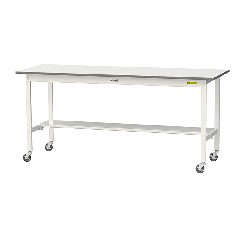 山金工業 ワークテーブル150　移動式　H825mm 半面棚板付 1800×600×高825mm 1台（ご注文単位1台）【直送品】