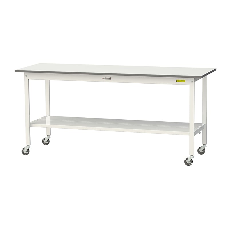 山金工業 ワークテーブル150　移動式　H825mm 全面棚板付 1800×600×高825mm 1台（ご注文単位1台）【直送品】