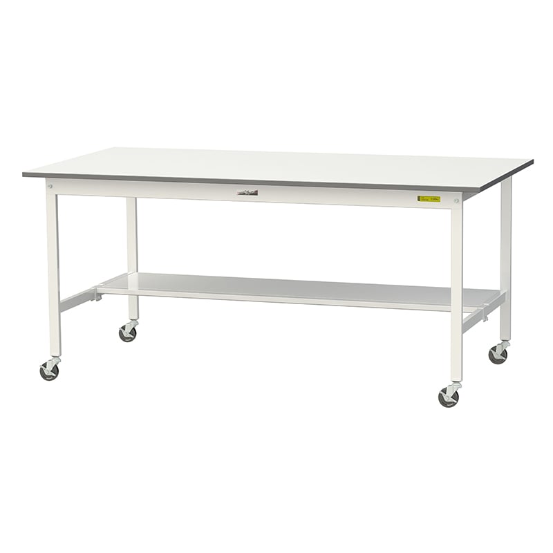 山金工業 ワークテーブル150　移動式　H825mm 半面棚板付 1800×900×高825mm 1台（ご注文単位1台）【直送品】