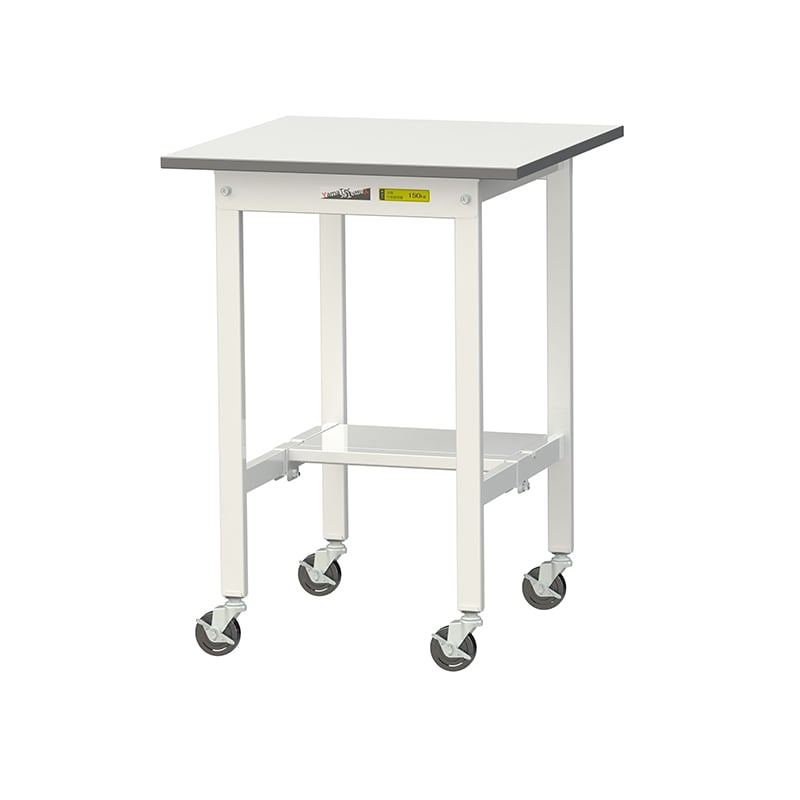 山金工業 ワークテーブル150　移動式　H825mm 半面棚板付 600×600×高825mm 1台（ご注文単位1台）【直送品】