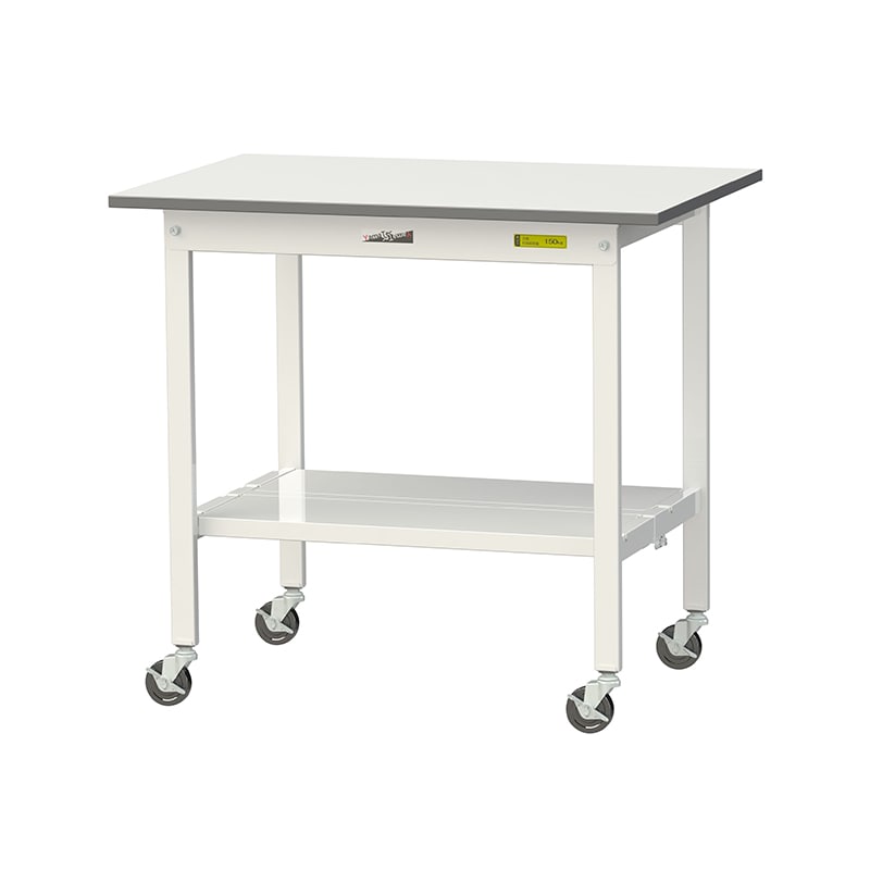 山金工業 ワークテーブル150　移動式　H825mm 全面棚板付 900×600×高825mm 1台（ご注文単位1台）【直送品】