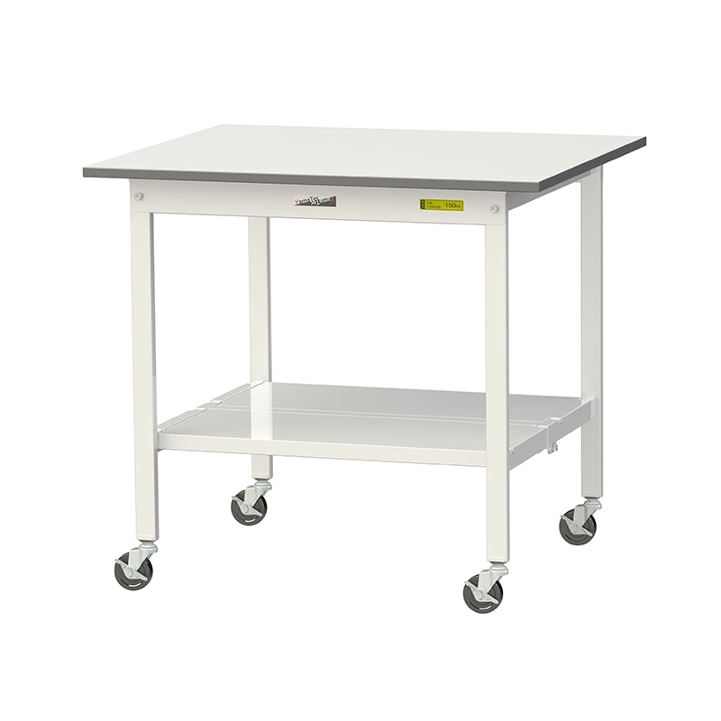 山金工業 ワークテーブル150　移動式　H825mm 全面棚板付 900×750×高825mm 1台（ご注文単位1台）【直送品】