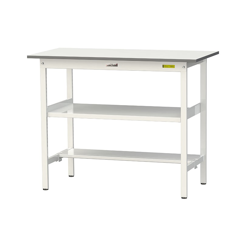 山金工業 ワークテーブル150　固定式　H950mm 中間棚付／半面棚板付 1200×600 1台（ご注文単位1台）【直送品】