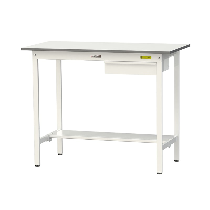 山金工業 ワークテーブル150　固定式　H950mm キャビネット付／半面棚板付 1200×600 1台（ご注文単位1台）【直送品】