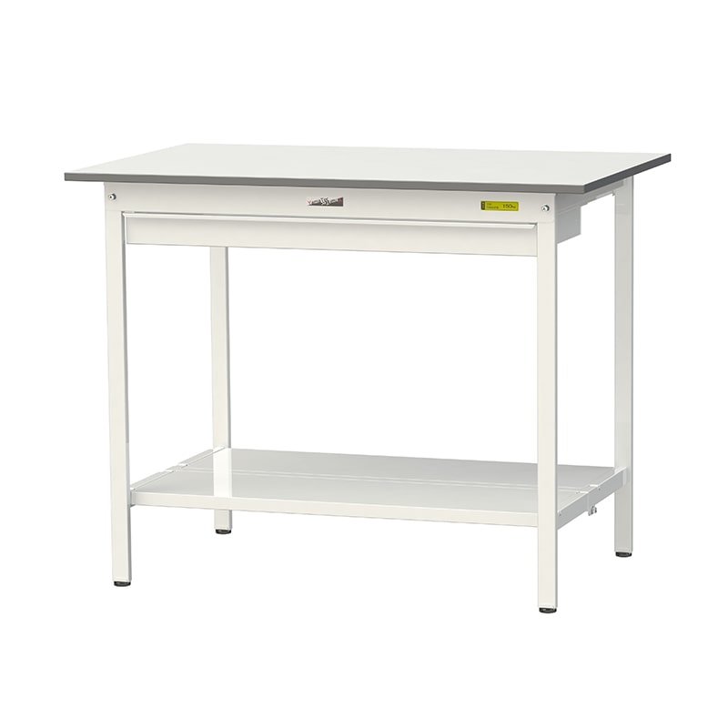 山金工業 ワークテーブル150　固定式　H950mm ワイド引出し付／全面棚板付 1200×750 1台（ご注文単位1台）【直送品】