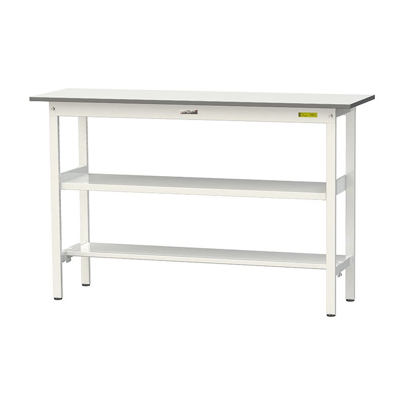 山金工業 ワークテーブル150　固定式　H950mm 中間棚付／半面棚板付 1500×450 1台（ご注文単位1台）【直送品】