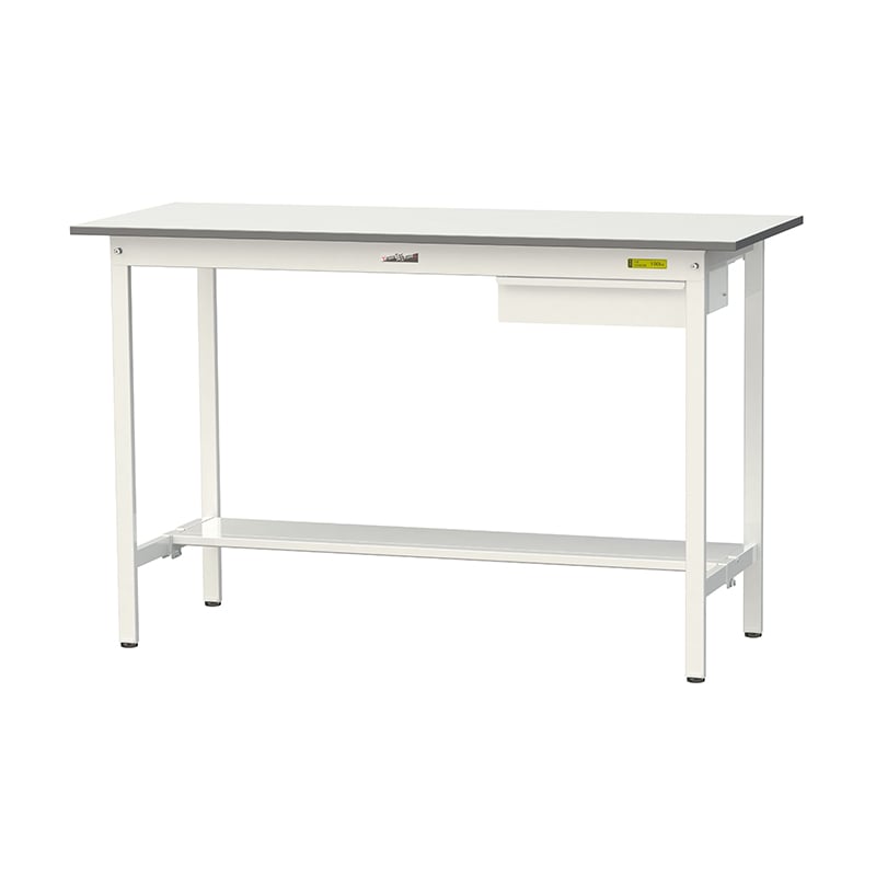 山金工業 ワークテーブル150　固定式　H950mm キャビネット付／半面棚板付 1500×600 1台（ご注文単位1台）【直送品】