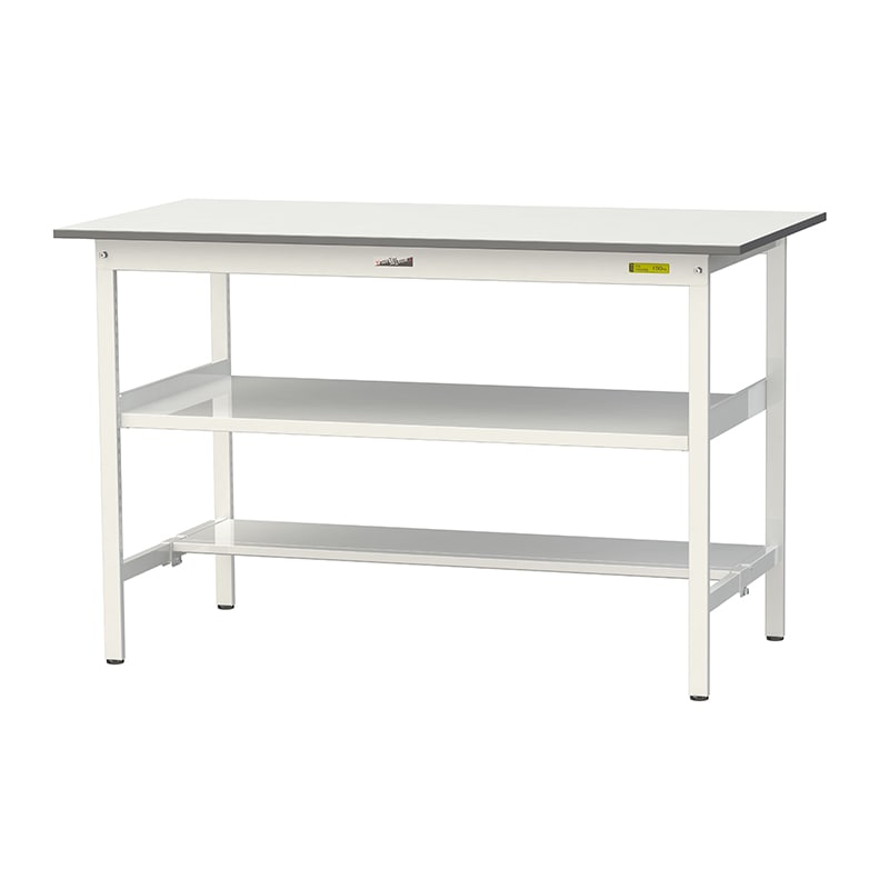 山金工業 ワークテーブル150　固定式　H950mm 中間棚付／半面棚板付 1500×750 1台（ご注文単位1台）【直送品】
