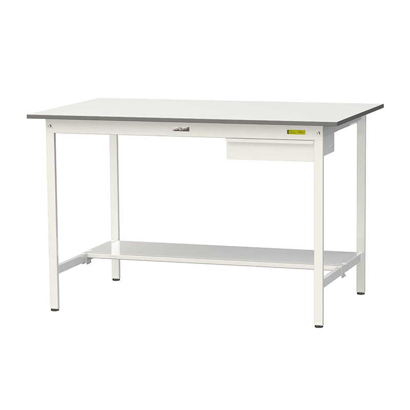 山金工業 ワークテーブル150　固定式　H950mm キャビネット付／半面棚板付 1500×900 1台（ご注文単位1台）【直送品】