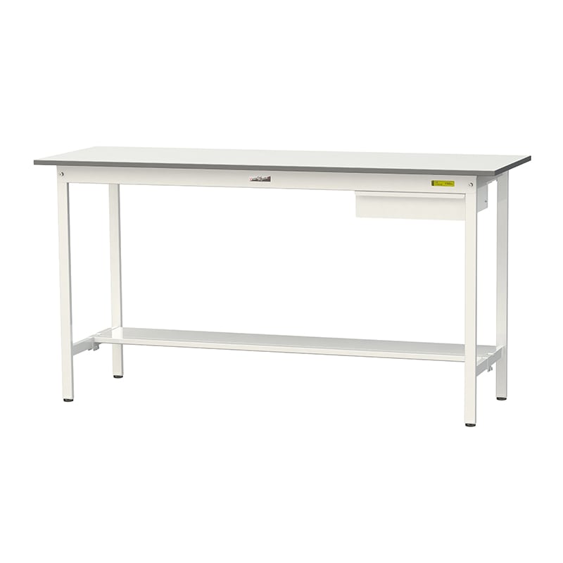 山金工業 ワークテーブル150　固定式　H950mm キャビネット付／半面棚板付 1800×600 1台（ご注文単位1台）【直送品】