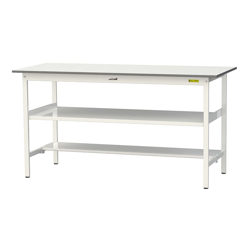山金工業 ワークテーブル150　固定式　H950mm 中間棚付／半面棚板付 1800×750 1台（ご注文単位1台）【直送品】