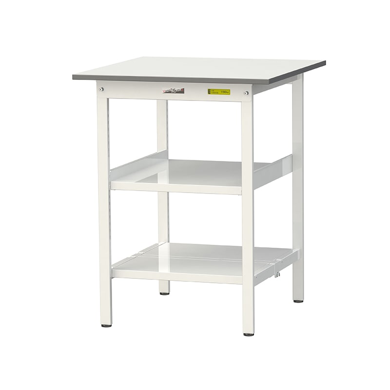 山金工業 ワークテーブル150　固定式　H950mm 中間棚付／全面棚板付 750×750 1台（ご注文単位1台）【直送品】