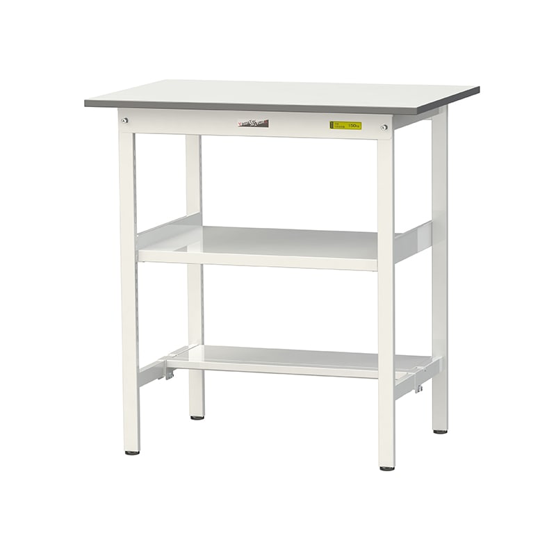 山金工業 ワークテーブル150 固定式 H950mm 中間棚付/半面棚板付 900×600 1台(ご注文単位1台)【直送品】
