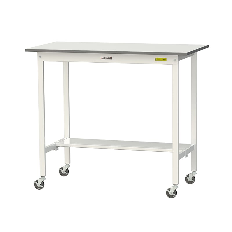 山金工業 ワークテーブル150　移動式　H1035mm 半面棚板付 1200×600×高1035mm 1台（ご注文単位1台）【直送品】