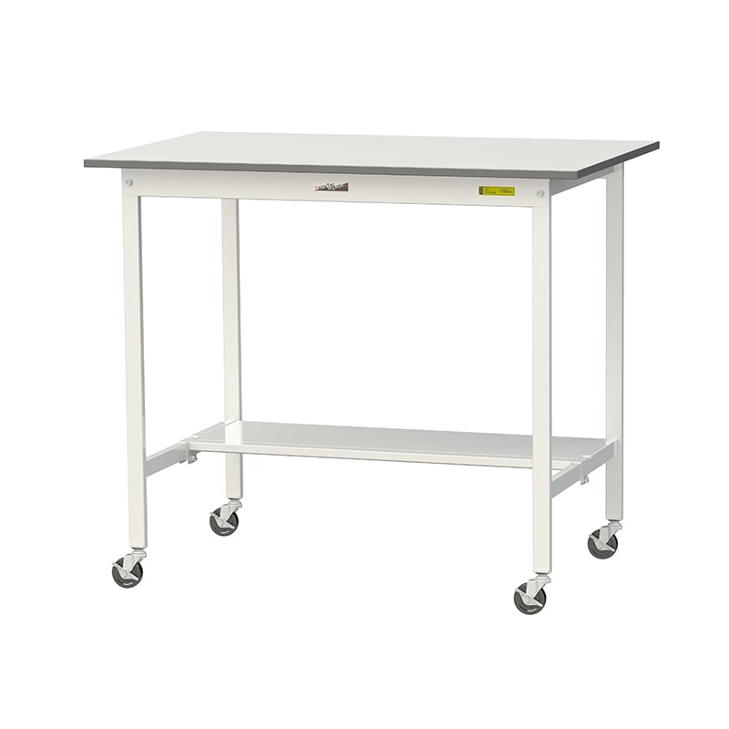 山金工業 ワークテーブル150　移動式　H1035mm 半面棚板付 1200×750×高1035mm 1台（ご注文単位1台）【直送品】