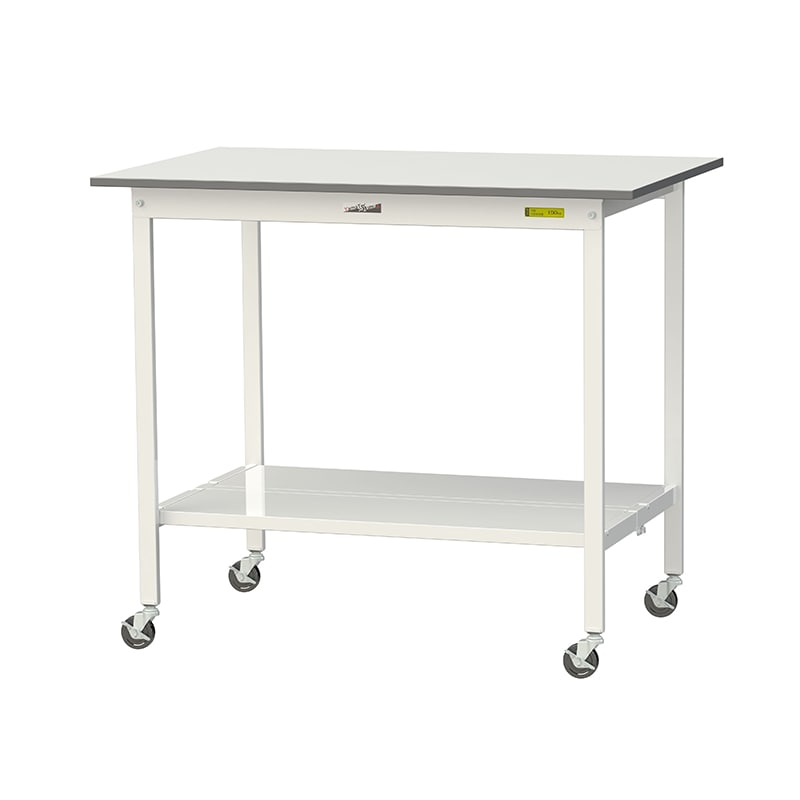 山金工業 ワークテーブル150　移動式　H1035mm 全面棚板付 1200×750×高1035mm 1台（ご注文単位1台）【直送品】