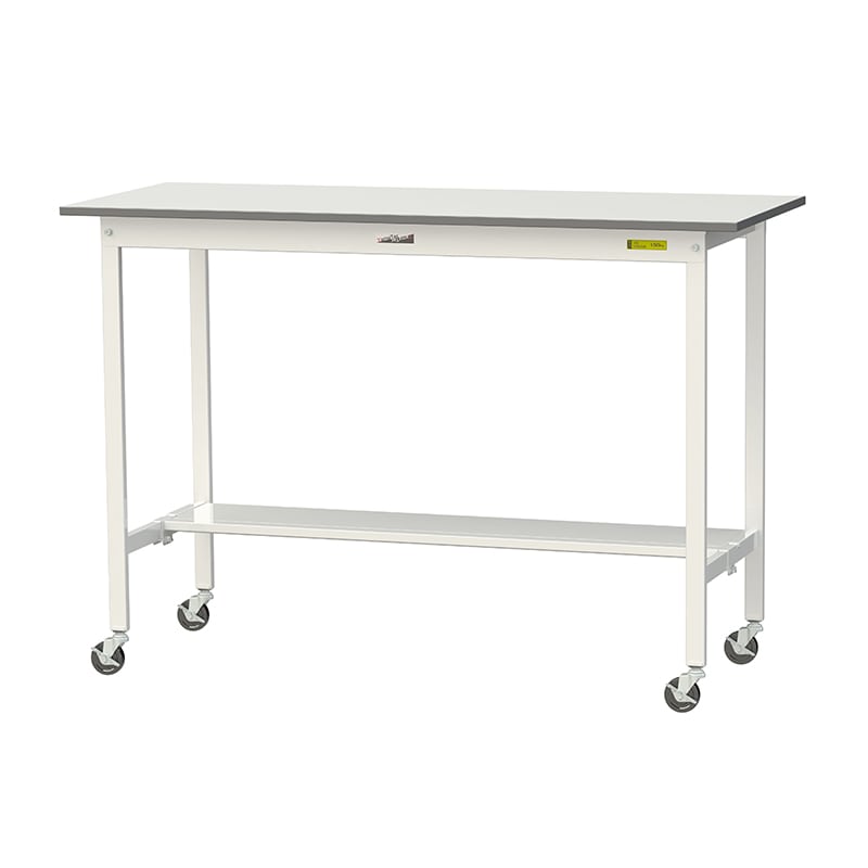 山金工業 ワークテーブル150　移動式　H1035mm 半面棚板付 1500×600×高1035mm 1台（ご注文単位1台）【直送品】