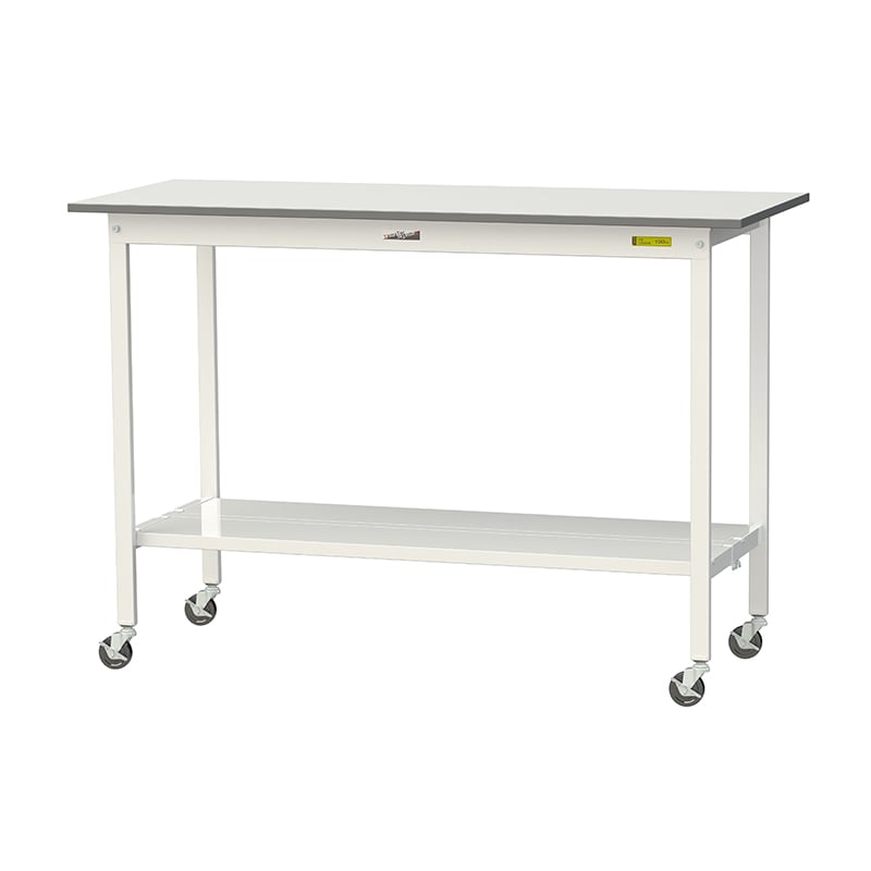 山金工業 ワークテーブル150　移動式　H1035mm 全面棚板付 1500×600×高1035mm 1台（ご注文単位1台）【直送品】