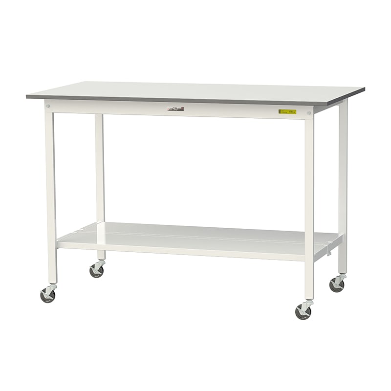 山金工業 ワークテーブル150　移動式　H1035mm 全面棚板付 1500×750×高1035mm 1台（ご注文単位1台）【直送品】