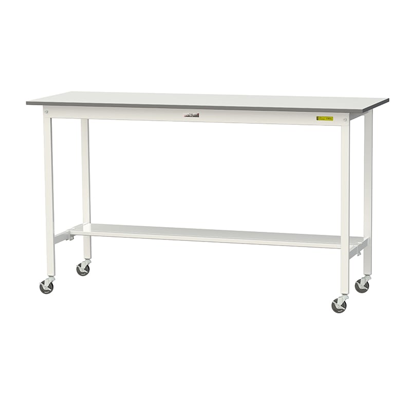 山金工業 ワークテーブル150　移動式　H1035mm 半面棚板付 1800×600×高1035mm 1台（ご注文単位1台）【直送品】