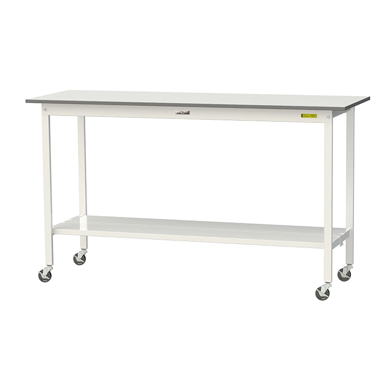 山金工業 ワークテーブル150　移動式　H1035mm 全面棚板付 1800×600×高1035mm 1台（ご注文単位1台）【直送品】