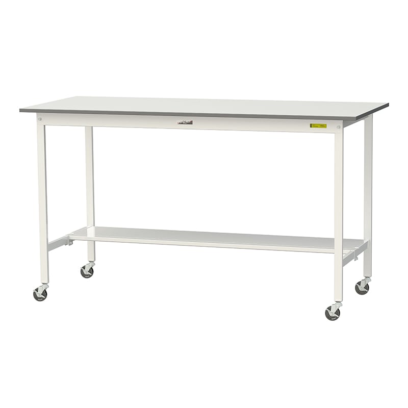 山金工業 ワークテーブル150　移動式　H1035mm 半面棚板付 1800×750×高1035mm 1台（ご注文単位1台）【直送品】