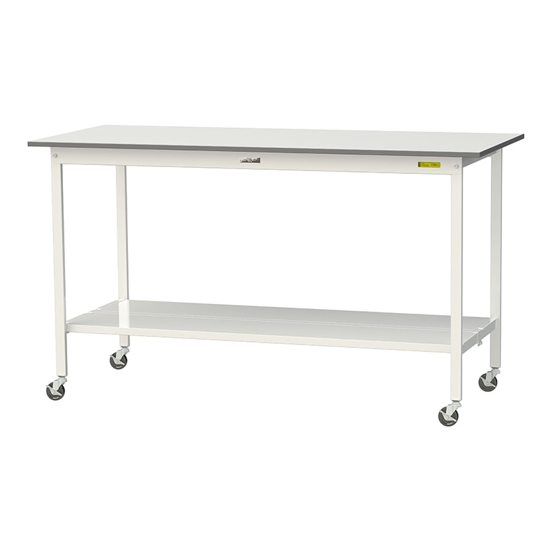 山金工業 ワークテーブル150　移動式　H1035mm 全面棚板付 1800×750×高1035mm 1台（ご注文単位1台）【直送品】