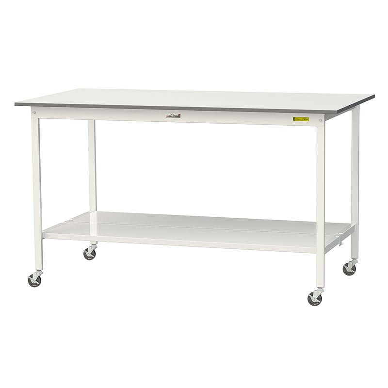 山金工業 ワークテーブル150　移動式　H1035mm 全面棚板付 1800×900×高1035mm 1台（ご注文単位1台）【直送品】