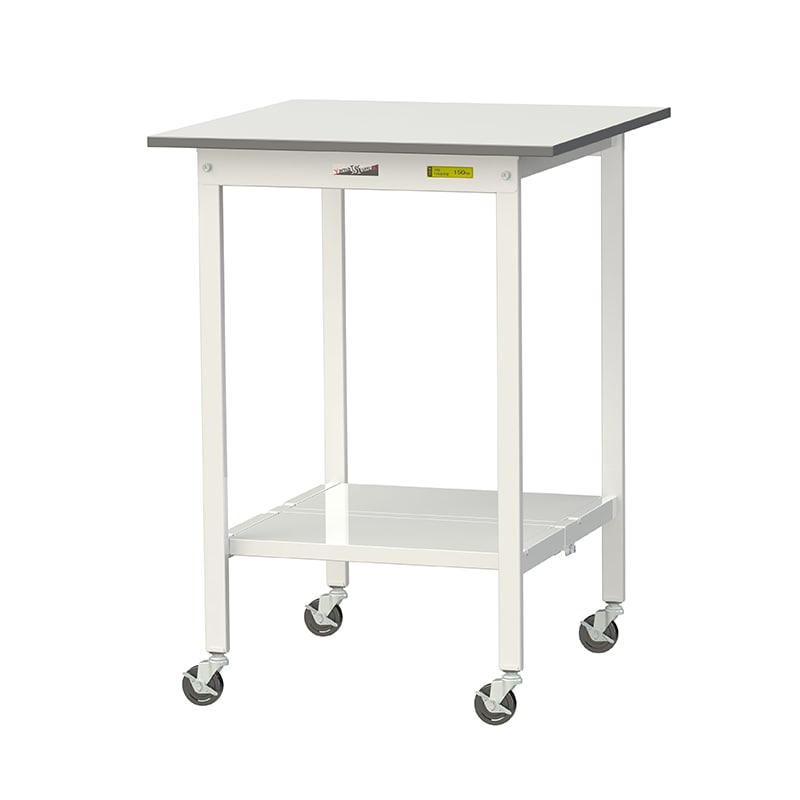 山金工業 ワークテーブル150　移動式　H1035mm 全面棚板付 750×750×高1035mm 1台（ご注文単位1台）【直送品】