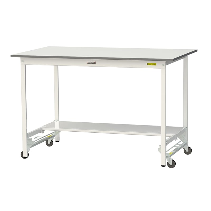 山金工業 ワークテーブル150　ワンタッチ移動タイプ H950mm　半面棚板付 1500×900 1台（ご注文単位1台）【直送品】