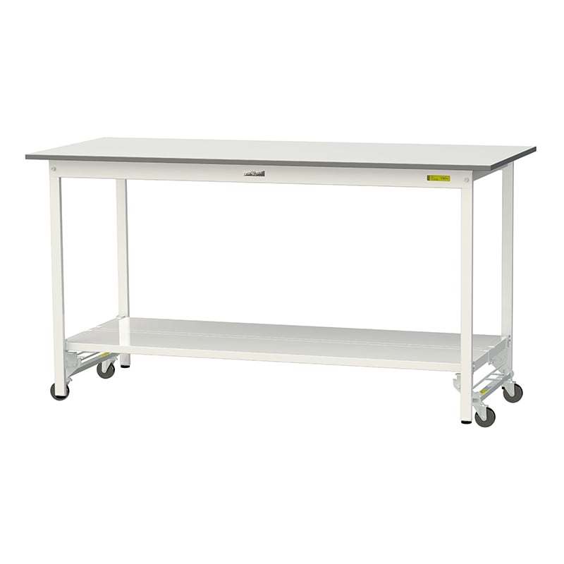 山金工業 ワークテーブル150 ワンタッチ移動タイプ H950mm 全面棚板付 1800×750 1台(ご注文単位1台)【直送品】